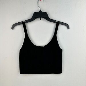 Leith Tank Top Womens Small Black‎ Scoop Neck Pullover Vest Stretch Cropped